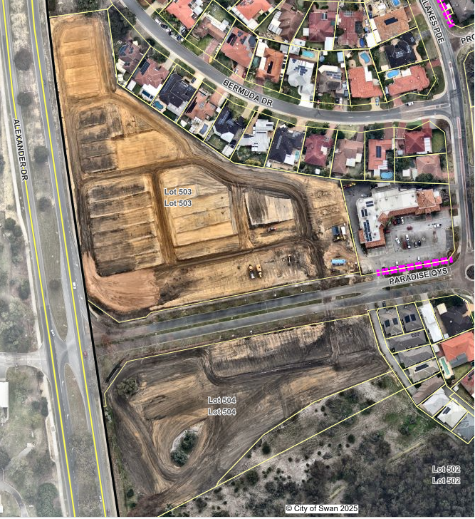 Paradise Quays arial view of site works