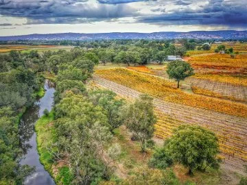 A view of the Swan Valley and the Swan River from air