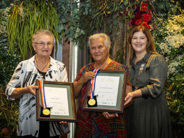 Mayor Tanya Richardson with Senior Community Citizen of the Year joint recipients, Sophie Jakotic (L) and Roma Penny Winmar (middle).