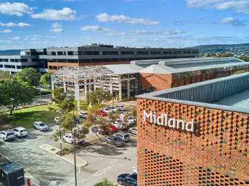 An aerial view of Midland Hospital and surrounding medical facilities