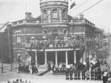 And old black and white photo of Midland Town Hall