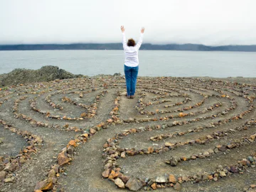 A meditator in a labyrinth