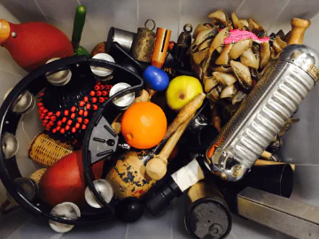 A range of small percussion instruments